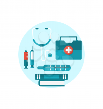 Illustration set modern flat medical icons - vector