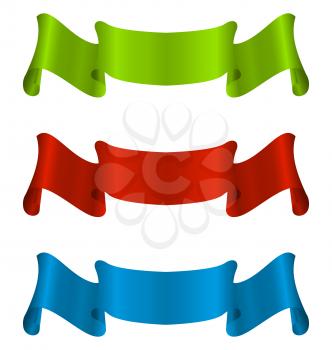 Illustration three colorful ribbon tape isolated on white background - vector