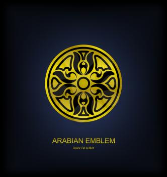 Illustration Golden Emblem with Arabian Traditional Ornament. Islam, Arabic, Asian motifs - Vector
