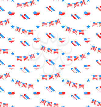 Illustration American Patriotic Seamless Pattern, US National Colors - Vector