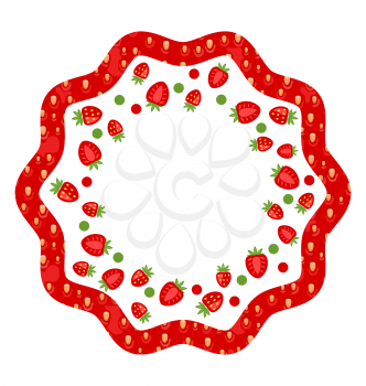 Illustration Beautiful Frame Made of Strawberry - Vector