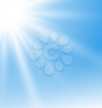 Illustration Abstract Blue Background with Sun Rays - Vector