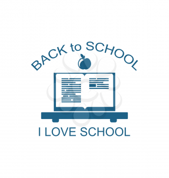 Illustration Back to School Logo Flat Icon, Textbook and Apple as Education Symbolic - Vector