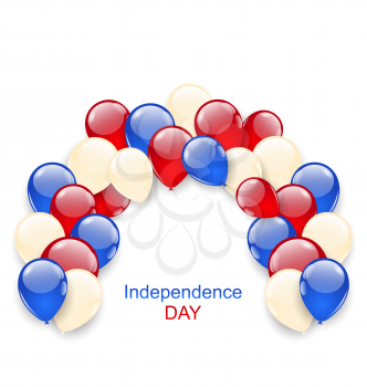 Illustration American Independence Day Decoration with Colored Balloons - Vector