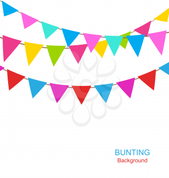 Illustration Set Colorful Buntings Flags Garlands for Holiday - Vector