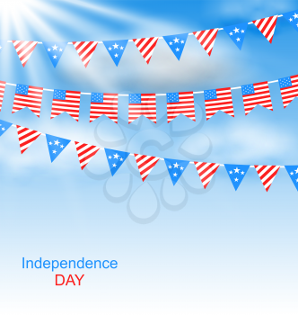 Illustration Bunting Flags Pennants in Traditional American Colors for Independence Day - Vector