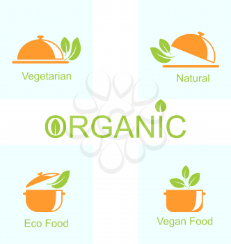Illustration Set of Vegetarian Food Icons, Healthy Life - Vector