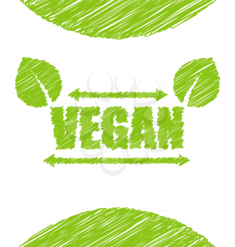 Illustration Vegetarian Green Text Label, for Your Design - Vector