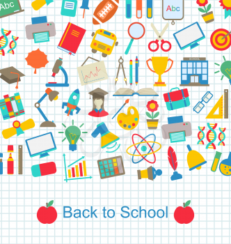 Illustration Back to School Background with Education Objects - Vector