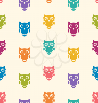 Seamless Animals Owl Pattern - vector