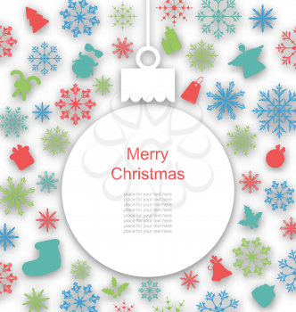 Illustration Christmas Paper Card with Traditional Elements - Vector