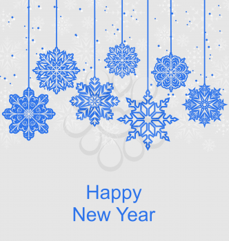 Illustration Winter Background with Snowflakes for Happy New Year - Vector