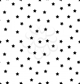 Simple seamless star pattern black on white backdrop - vector