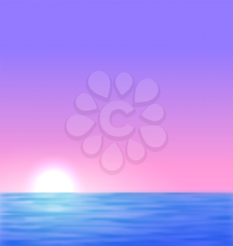 Background sunrise realistic sea wave use on postcards, banners, posters and web page - vector