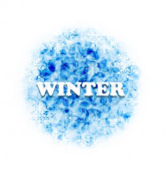 Illustration Abstract Winter Background with Set Snowflakes - Vector