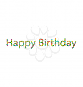 Happy birthday lettering title from colourful particles confetti - vector