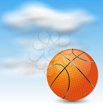 Illustration Basketball Ball on Cloudy Sky Background - Vector  