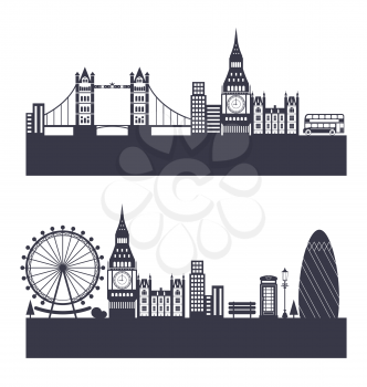 Illustration Silhouette Background of Abstract London Skyline - Vector