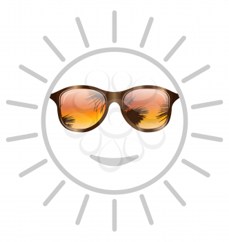 Illustration Concept of Smile Sun with Sunglasses - Vector