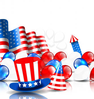 Illustration Festive Background in American National Colors - Vector
