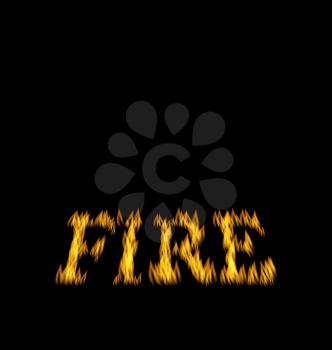 Illustration Fire Flame Font Isolated on Black Background - Vector