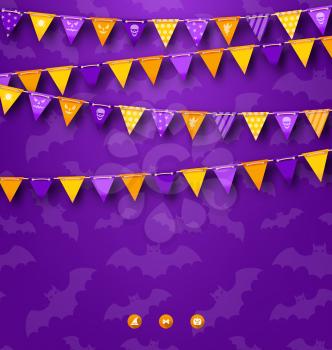 Illustration Halloween Party Background with Bunting - Vector