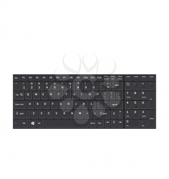 Illustration Computer Realistic Black Keyboard Ioslated on White Background - Vector