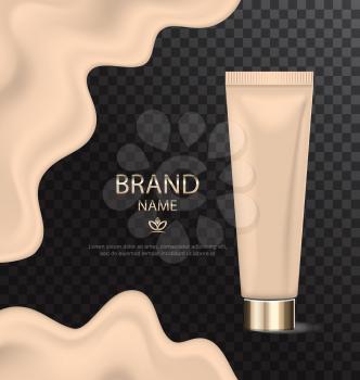 Illustration Attractive Texture of Foundation, Glossy Cosmetic Product on Transparent Checker Background - Vector