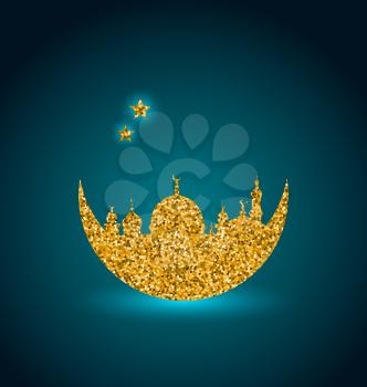Ramadan Celebration Background, Holy Month, Mosque, Arabian Card - Illustration Vector