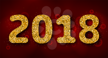 Shimmering Background with Golden Dust for 2018 Happy New Year - Illustration Vector