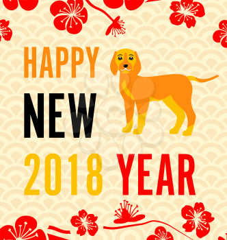 Celebration Banner with Earthen Dog for Happy Chinese New Year 2018 - Illustration Vector
