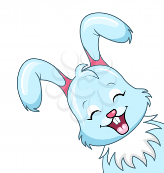 Cute Rabbit Cartoon, Smiling Bunny Isolated on White Background - Illustration Vector