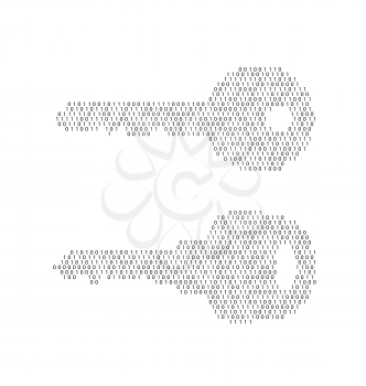 Key Made From Binary Code on White Background - Illustration Vector