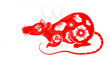 Rat, Chinese Zodiac Symbol New Year. Ornament Animal Isolated - Illustration Vector