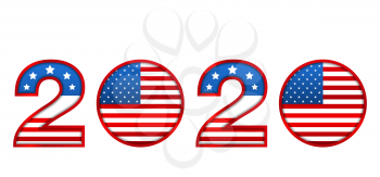 New Year 2020 with National Colors of USA American Flag - Vector Illustration