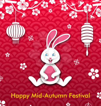 Mid-Autumn Festival Oriental Wallpaper. Chinese Design - Illustration Vector