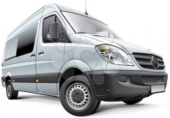High quality photorealistic illustration of Germany full-size van, isolated on white background. 