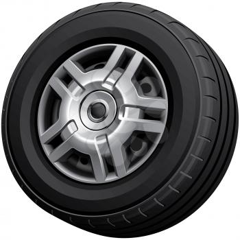 High quality vector image of automotive wheel, isolated on white background. File contains gradients, blends and transparency. No strokes.