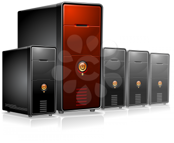 Royalty Free Clipart Image of Computer Servers