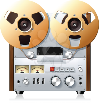 Royalty Free Clipart Image of a Vintage Hi-Fi Stereo Reel to Reel Tape Deck Player Recorder 


