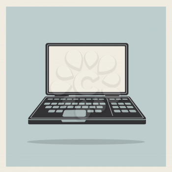 Laptop notebook personal computer on Blue Retro Background vintage icon Vector