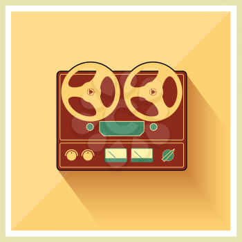 Retro open reel tape deck stereo recorder player vector