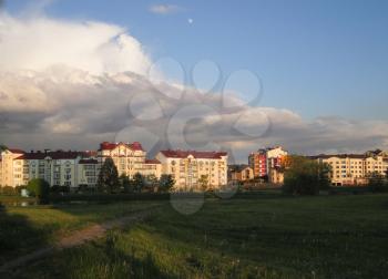 Residential Buildings of Slepyanka Area, Minsk, Belarus, early evening twilight