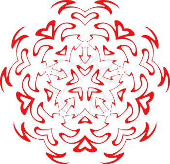 Royalty Free Clipart Image of a Red Snowflake Design