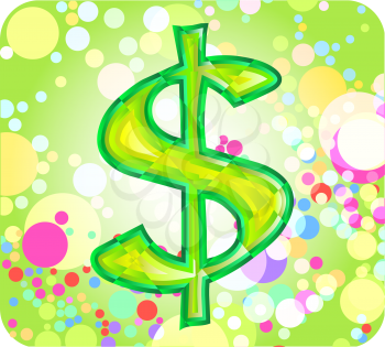 Royalty Free Clipart Image of a Dollar Sign on a Circle Background