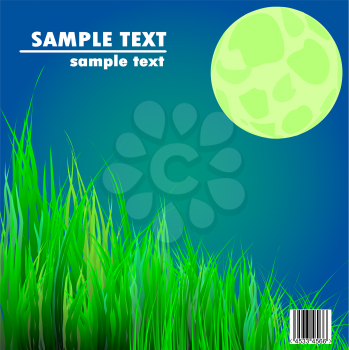 Royalty Free Clipart Image of a Moon and Grass