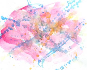 Multi-coloured spot, watercolour abstract hand painted background