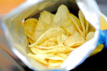 Packet Potato Chips Snack  on black