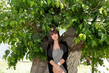 Face of the young beautiful sexy woman outdoors