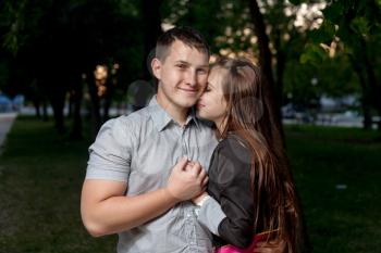 Young couple in love. Kissing